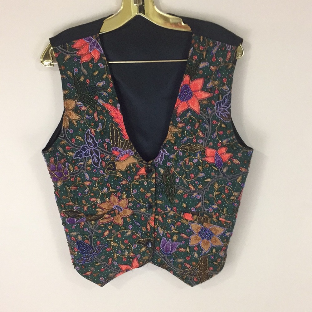 Sunda Bay Beaded Floral Vest Made in Indonesia One Size Unisex